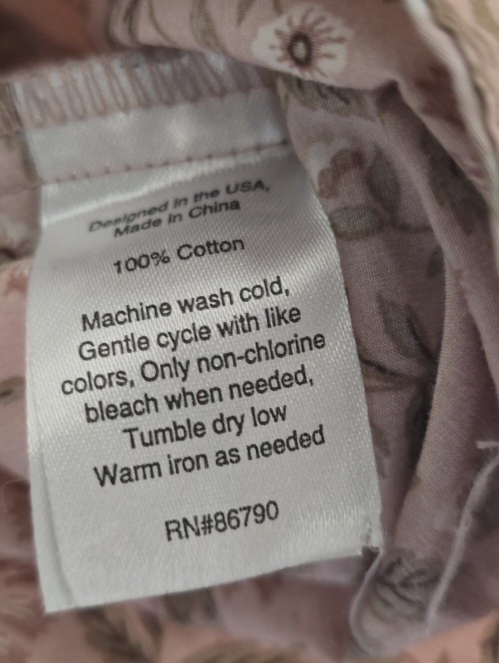 THE COMPANY STORE 100% Cotton Floral Poplin Mauve Floral Print Pajama Set S - Picture 6 of 9